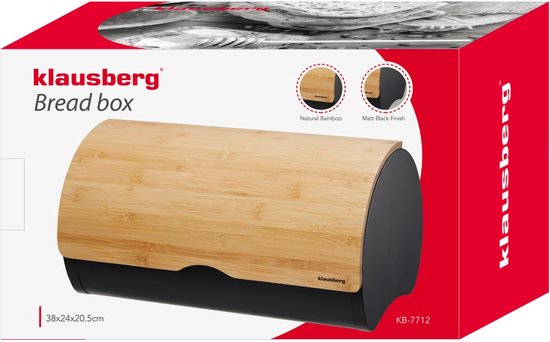 Klausberg 7712 - Broodtrommel - hout - Zwart - 38 x 24 x 20.5 cm