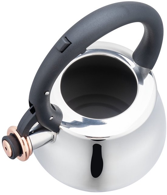 Klausberg 7776 - Fluitketel met fluit - 2.5 liter - RVS - Zilverkleurig