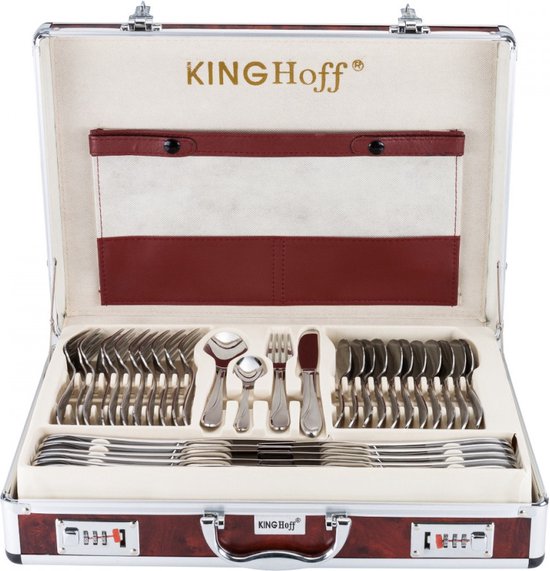 KINGHOFF 3561 - luxe bestekset koffer - 72 delig - 12 persoons - Modern bestek