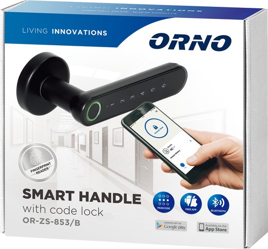 Smart handle, black with touch keypad and fingerprints reader, Bleutooth 4.0