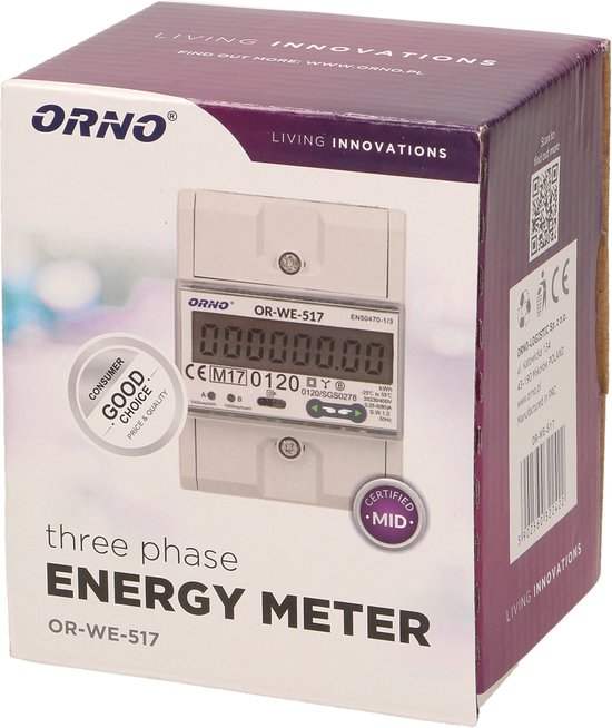 ORNO OR-WE-517, Elektronisch, Plug-in, Uitgangsvermogen, Wit, kWh, LCD