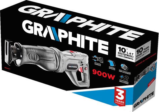 Graphite Reciprozaag 900w Quick Change Knop 3,9KG