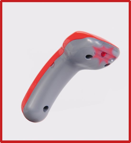 Klein Toys elektronische kassa - touchpad, scanner, weegschaal en rekenmachinefunctie - 31x15,5x23 cm - incl. speelgeld, uitschuifbare geldla, licht- en geluidseffecten - grijs