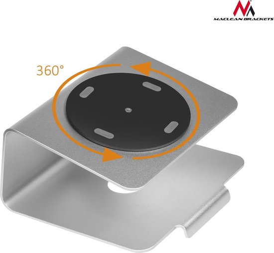 Aluminium Houder Stand voor laptop Maclean MC-730 Ventilatiesysteem in het midden van het steunvlak