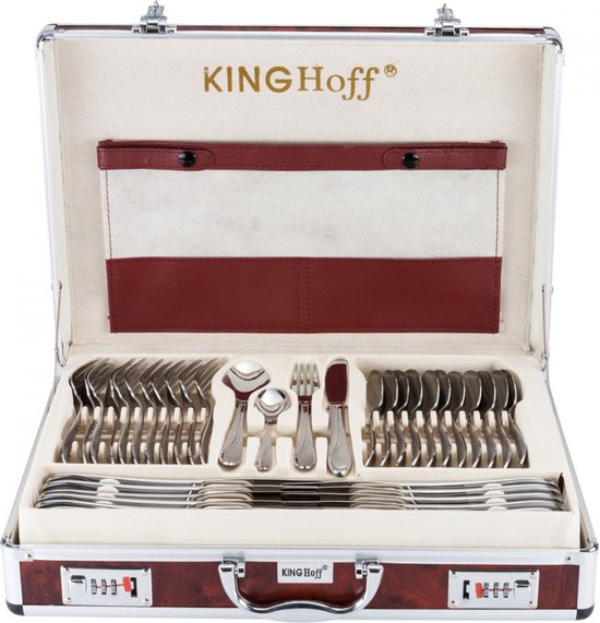 KINGHOFF 3554 - luxe bestekset koffer - 72 delig - 12 persoons - Modern bestek