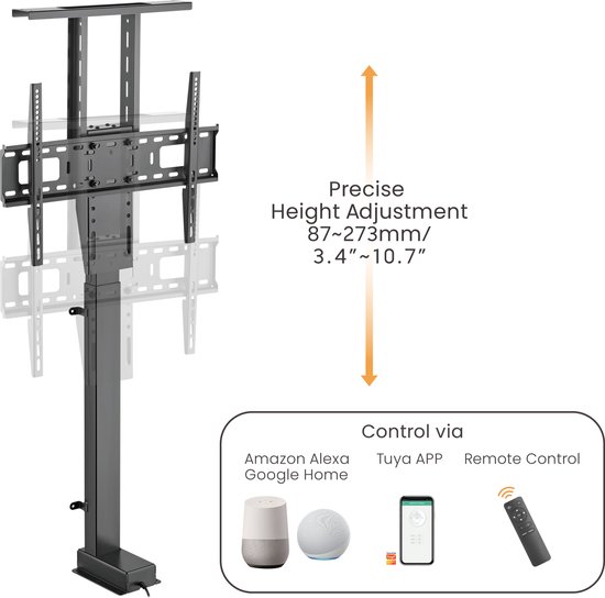 Maclean - TV-beugel - Elektrische uittrekbare bevestiging - 37''-80'', VESA 600x400, max 60kg, MC-866T