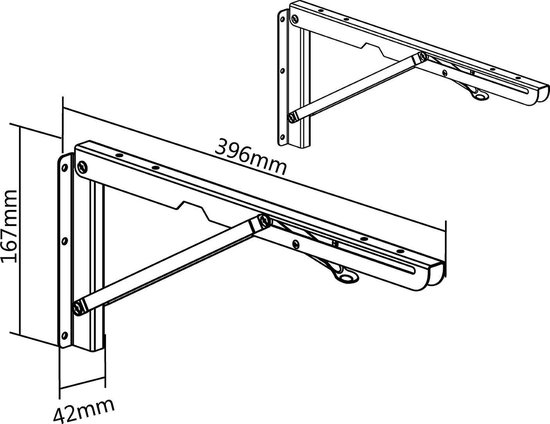 Maclean MC-876- Inklapbare Plankdrager set -  2 stuks - tot 50 kg Plankhouder