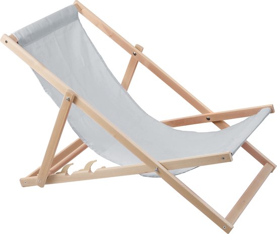 ligstoelen - 2 comfortabele houten ligstoelen - ideaal voor het strand, balkon en terras - askleur