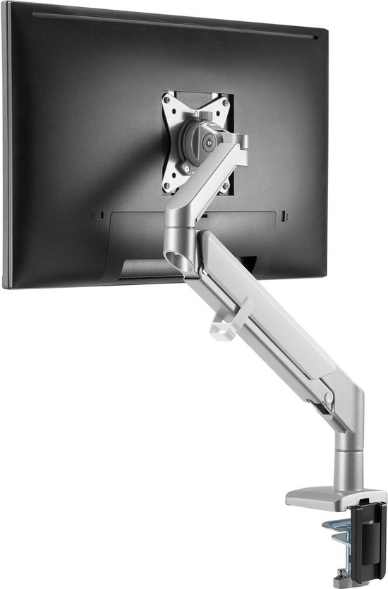 Ergo Office - Monitorbeugel met gasveer Tafelbeuge - Draaien 13"-32" tot 9kg VESA 75x75 100x100 (Grijs)