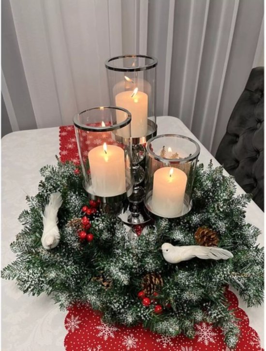 Ruhhy Besneeuwde Kerstkrans - 45 cm - Sfeervolle Deur- en Wanddecoratie