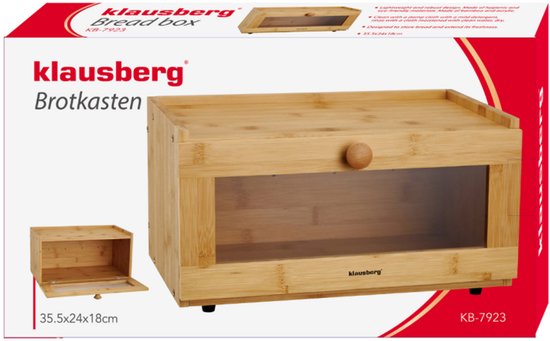 KLAUSBERG Bamboe Brooddoos Met Acryl Front - 35,5x24x18 cm - Natuurlijke Broodopslag - KB-7923 - Broodtrommel - Brood vershouddoos