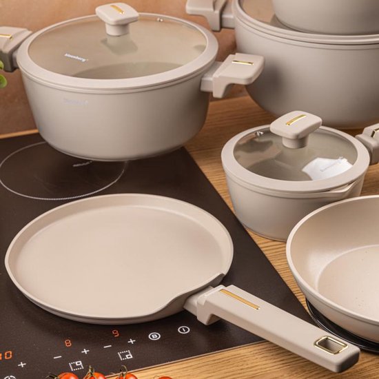 Klausberg KB-7967 Pannenset | 12-Delig | Anti-aanbaklaag | Geschikt voor Inductie | Beige