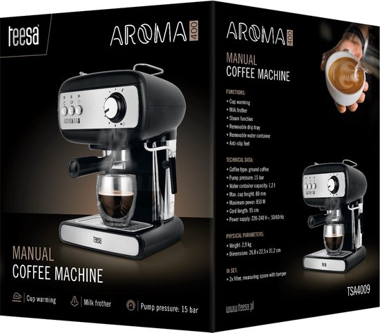 Teesa TSA4009 - Espressomachine AROMA 400, melkopschuimer, 850 Watt