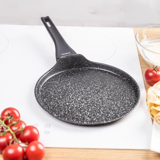 Klausberg KB-7957 Pannenkoekenpan 24 cm | Marmer Anti-aanbaklaag | Geschikt voor Inductie | Zwart | Crepepan