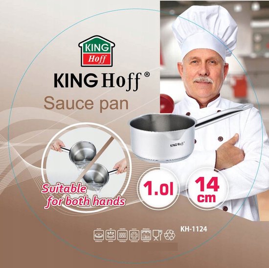 Kinghoff 1124 steelpan - Ø14 cm - rvs - alle warmtebronnen