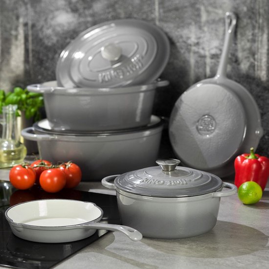 Kinghoff 1520 - gietijzeren braadpan - Ø21 cm - 2.4L - grijs - emaille