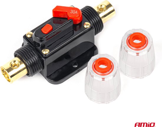 AMiO Automatische Zekering Circuit Breaker 12-48V 30A - Resetbare Zekering voor Auto Motor Stereo en Audio