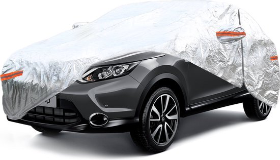 ALUMINIUM CAR COVER met Rits, REFLECTIVE, 120g + katoen, Zilver, maat: SUV/VAN L
