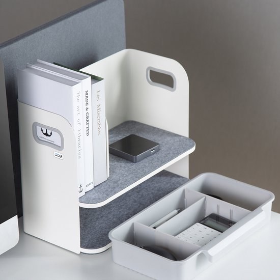 Ergo Office - Bureau-organizer met lade en boekensteun | Bureau-benodigdheden-organiser Bureaulade tot 10 kg Wit
