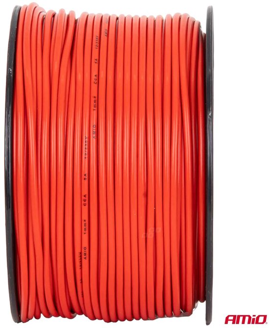 CCA-kabel rood 1x1mm2 100m 5A 12/230V