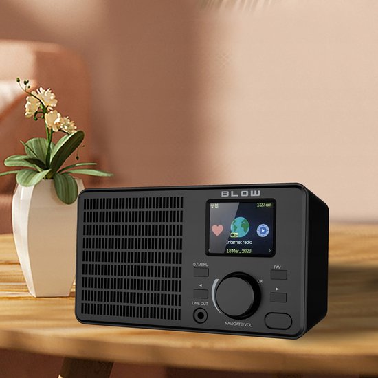 BLOW RI1 Internet Radio - WiFi & Bluetooth - LCD Display - AUX 3.5mm - Zwart