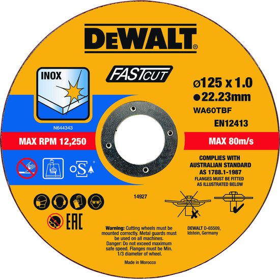 DeWALT Toebehoren - Set doorslijpschijven voor RVS 125x22,23 mm, 100 stuks DT20540