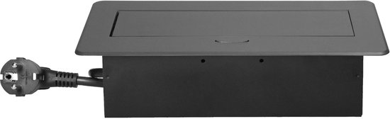 Bureau stekkerdoos met USB A&C - Pop up stekkerblok met 2 stopcontacten- Inbouw Verdeelstekker met RVS afwerking - Verdeeldoos met 1.5 meter kabel - voor max. 3680 Watt - Penaarde - Antraciet