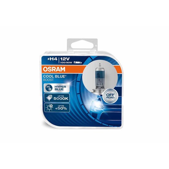 Osram Halogeenlamp H4 12V 100/90W - Wit/IJsblauw 5000K Intens Dimlicht en Grootlicht Cool Blue Boost Set 2 stuks