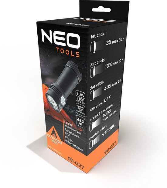 NEO 99-037 Zaklamp OSRAM P9 LED 3300lm op Accu