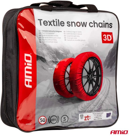 AMIO 3D XL Textiele Sneeuwkettingen voor Autobanden – EN16662-1 ÖNORM V5121 – Veilig Rijden op Sneeuw en IJs