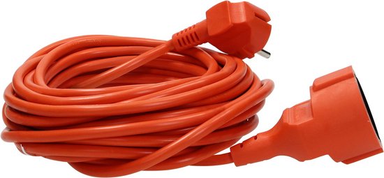 Verlengsnoer 40 meter - Verlengkabel max. 3680 Watt - voor buitengebruik en camping - Verlengsnoer buiten IP20 - 3 x 1,5 mm² - Oranje