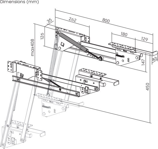 Maclean uitschuifbare keukenlift 5-20 kg - Inbouwkeukenplank 820x168x106 mm | In hoogte verstelbare kastplank | Ergonomische uitschuifkast voor keukenapparatuur, magnetron en mixer