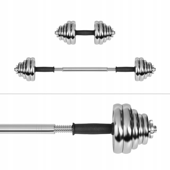Rebel Dumbbellset 30kg Verstelbaar met Chrome Handvatten in koffer