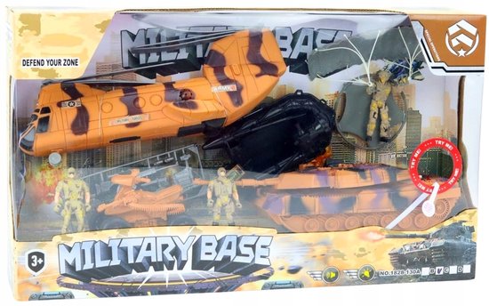 Grote Speelgoed Militaireset: Helikopter, Tank, Laars & Soldaat