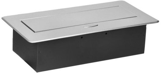 Stekkerdoos met 3 stopcontacten - Pop up stekkerblok zonder kabel - Inbouw Verdeelstekker met RVS afwerking - Verdeeldoos 230 Volt - voor max. 3680 Watt - Penaarde - Zilver