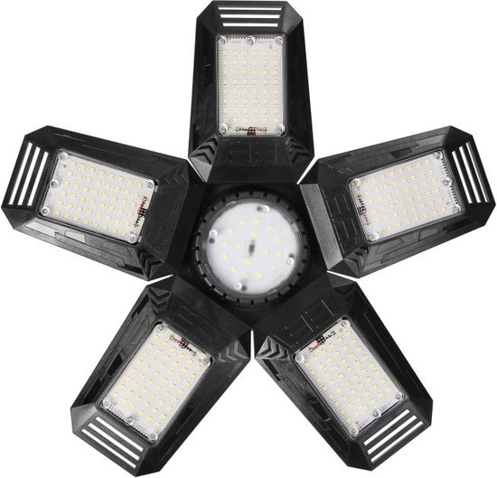 140362-RIGEL LED opvouwbare werkplaatslamp 5-leaf, E27 55W, 6500K, 4950lm-ORN