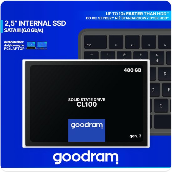 SSD Goodram - CL00 480GB - (540MB/s Read 460MB/s)