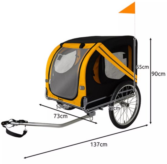 Purlov fietskar hond – grote transportaanhanger – tot 40 kg – comfortabel & veilig