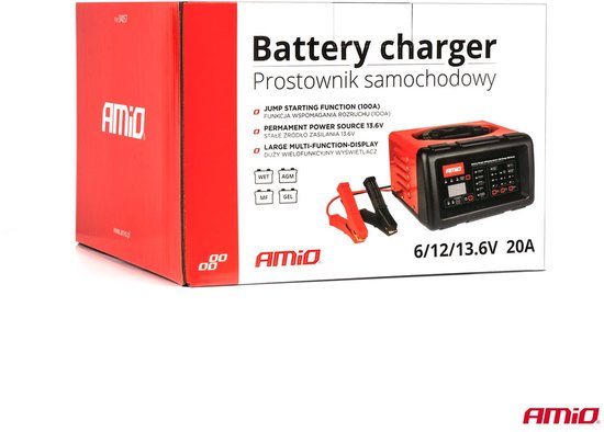 AMiO Acculader 20A 6V 12V met 100A Startfunctie - Voor AGM GEL MF en WET Accu’s Professioneel Gebruik