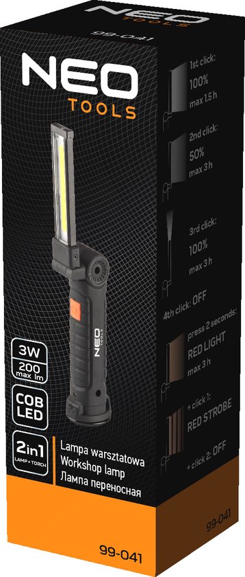 NEO 99-041 Werklamp 200lm COB LED op Accu