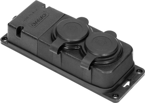 Heavy-duty opbouw wandcontactdoos / Verlengstopcontact met afdichting - Vochtbestendig rubber IP44 - Brandwerend - 2-Voudig