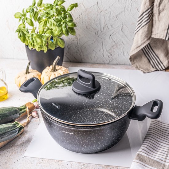 Klausberg 7671 - Zwart Marmeren kookpan - 24 cm - zwart - met deksel