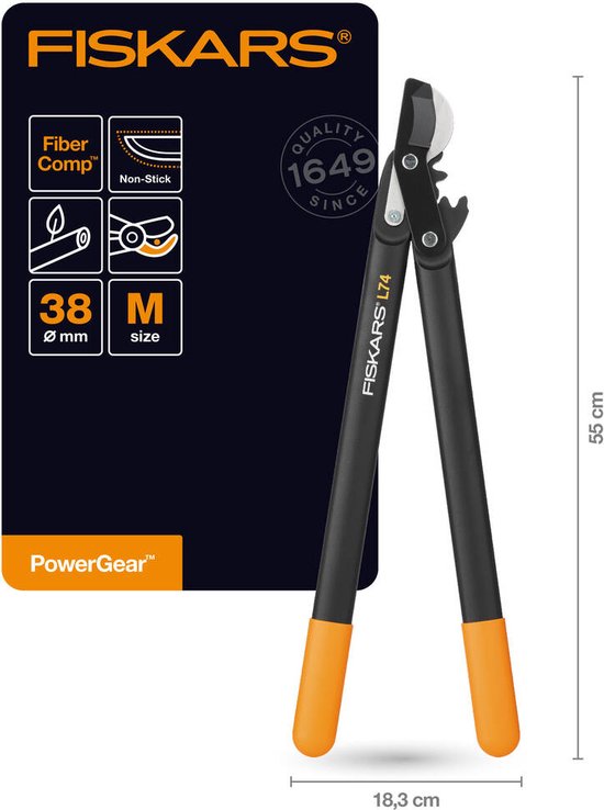 Fiskars Powergear II Takkenschaar Bypass – Snoeischaar voor Takken tot Ø35 mm – 57cm – L74