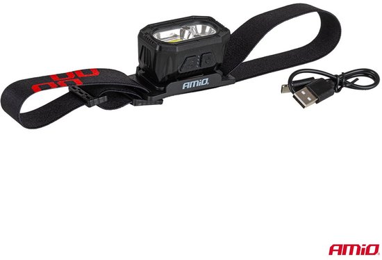 AMiO LED Hoofdlamp XPG+COB 1000mAh met Bewegingssensor - USB Oplaadbaar en Verstelbare Hoofdband - voor Outdoor Workshop en Noodsituaties