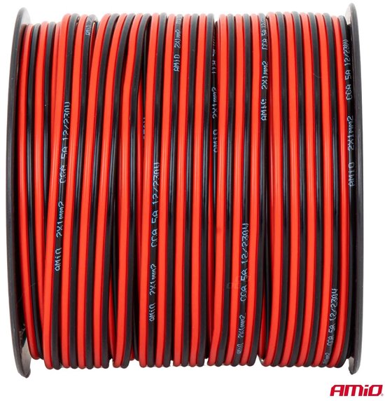 CCA luidsprekerkabel zwart/rood 2x1mm2 100m 5A