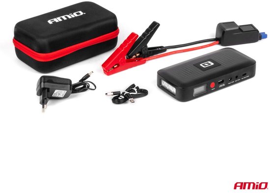 AMiO Portable Jump Starter 12V 12Ah 800A - Met Powerbank Draadloze Lader en LED Zaklamp Voor Benzine en Diesel Voertuigen