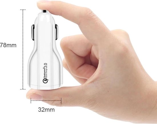 Maclean MCE478 W USB-oplader met 2 sleuven 12-24V sigarettenaansteker Quick Charge 3.0 Snelladen auto 1xQC3.0 5V / 3A, 9V / 1.8A, 12V / 1.6A 1x 5V / 3.1A Auto-oplader voor mobiele telefoon Wit
