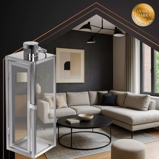 Ruhhy zilveren lantaarns set 38‑49‑63 cm – modern design, set van 3 – staal & glas zilver