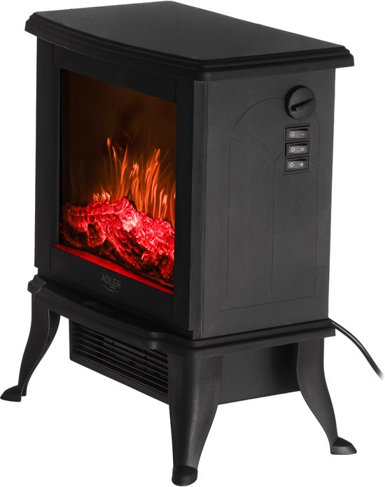 Adler AD 7754 - Elektrische Haard - 2 Verwarmingsniveaus: 1000W - 1800W - 3D Vlameffect - Thermostaat