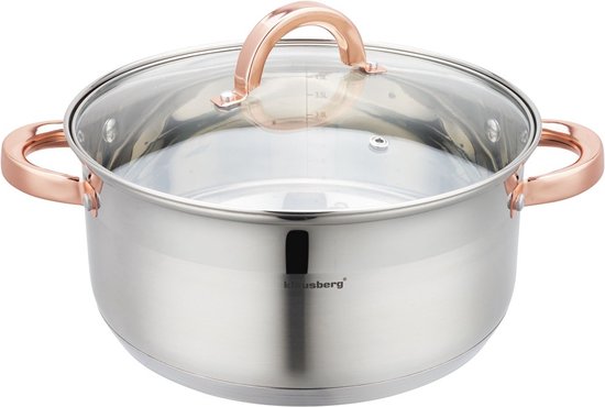 Klausberg 7736 - stoompan - 5 delig - 24 cm - 5 liter - rvs - alle warmtebronnen